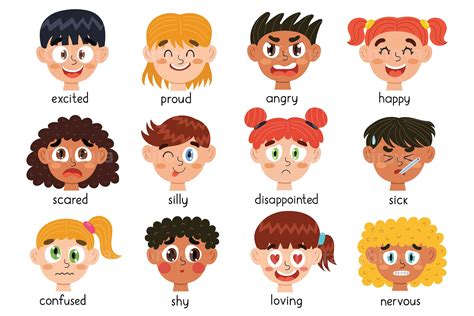 Emotions Clipart Kids Faces Emotions Clip Art Feelings Faces - Etsy
