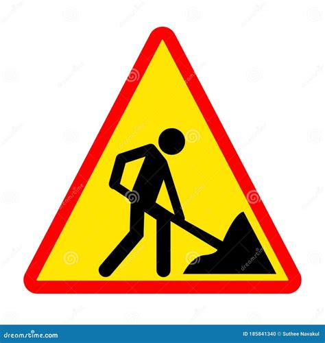 Road Works Sign. Person is Digging Icon. a Man Digging Ground Symbol Stock Vector - Illustration ...