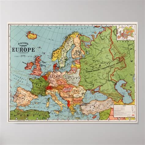 Vintage Europe Map Poster | Zazzle.com.au