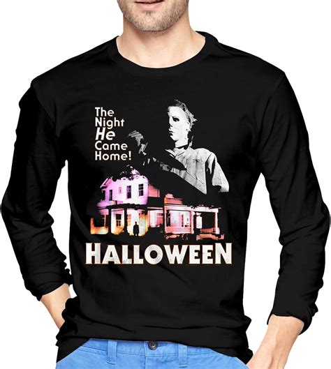 Amazon.com: Michael-Myers-Came-Home-Halloween-T-Shirt.Masterä¼˜åŒ– Men's Long Sleeve Graphic T ...