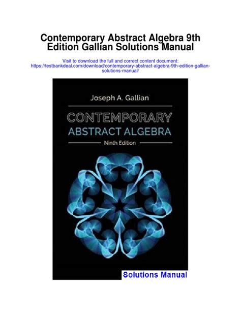 Contemporary Abstract Algebra 9th Edition Gallian Solutions Manual | PDF | Algebra | Mathematics