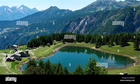 Lod Lake, Chamois, Aosta Valley, Italy Stock Photo - Alamy