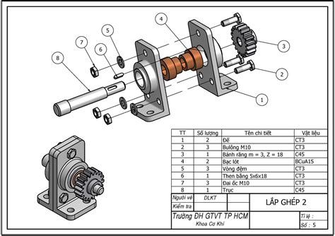 Bản vẽ lắp khối trục bánh răng - ####### DLKT ####### Kieåm tra Tröôøng ÑH GTVT TP HCM ...