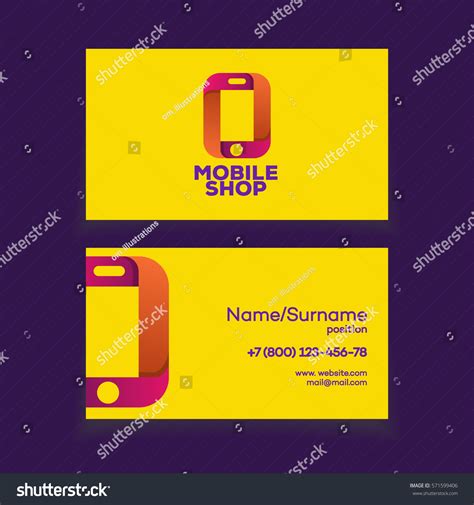 Mobile Shop Business Card Design Template : image vectorielle de stock (libre de droits ...