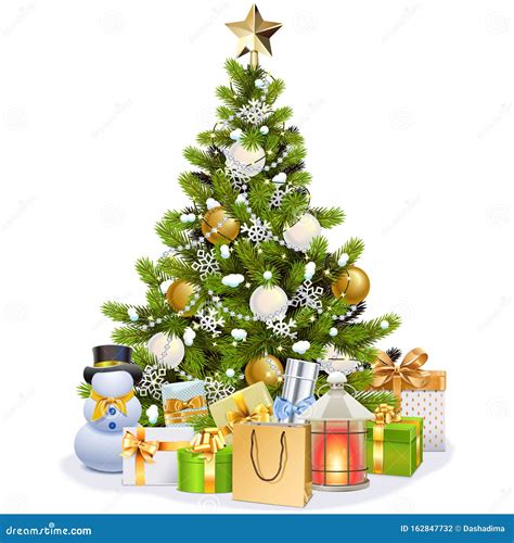 Vector Snowy Christmas Tree Stock Vector - Illustration of snowflake, december: 162847732