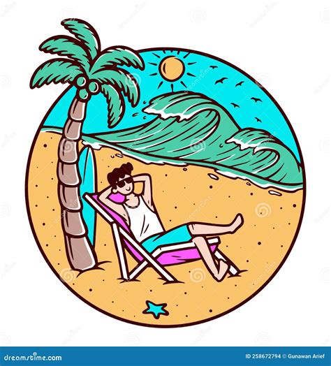 Chilling Out on the Beach Vector Illustration Stock Vector ...