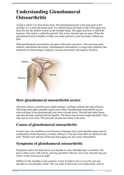 Text - Understanding Glenohumeral Osteoarthritis - HealthClips Online