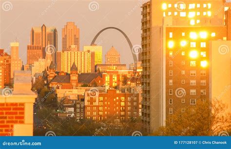 St. Louis Skyline at Sunset Stock Image - Image of cityscape, place ...