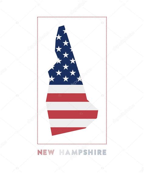 New Hampshire Logo. Map of New Hampshire with us state name and flag ...