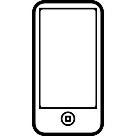 Mobile phone outline with one circular button and screen outline icon