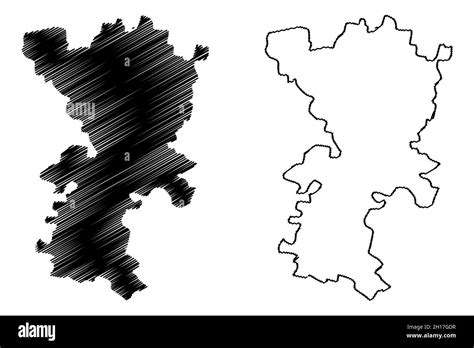 Mahendragarh district (Haryana State, Republic of India) map vector illustration, scribble ...