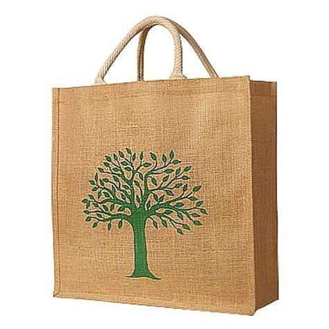 Natural Handmade Pure Jute Handbag With tree Design (Set of 2)