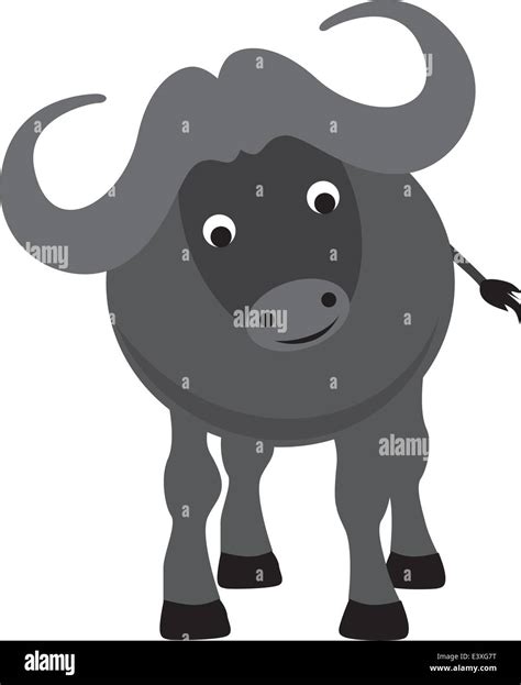 buffalo modern colour cartoon character on white background Stock ...