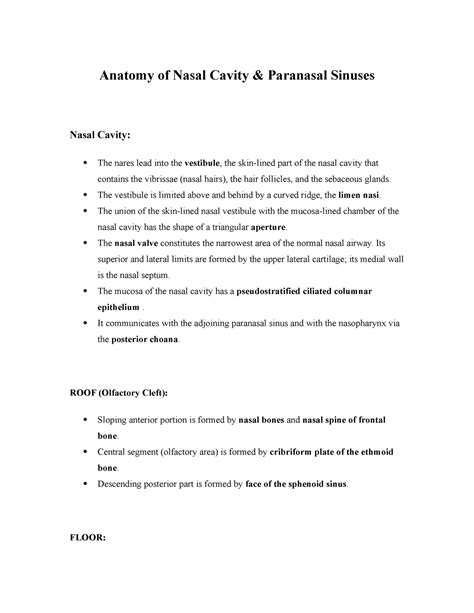 Anatomy of Nasal Cavity - The vestibule is limited above and behind by a curved ridge, the limen ...