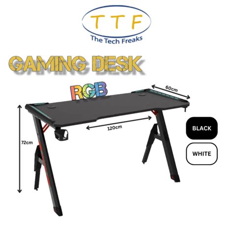 RGB Gaming Desk 120x60x72cm Colors: Black (TAX FREE) - The Tech Freaks, TTF