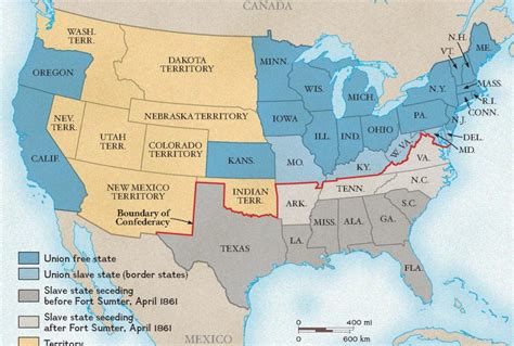 Union And Confederate States Map - Alaine Leonelle