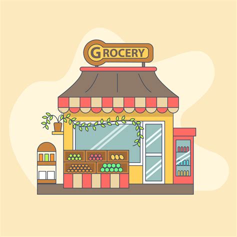 Small Grocery Store with Products displayed Outside 661930 Vector Art at Vecteezy