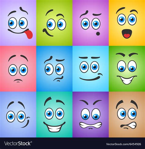 Emotions smiles on colored background Royalty Free Vector