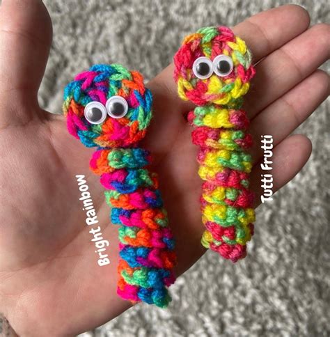 Worry Worm Pet Crochet Handmade Rainbow Mental Health - Etsy