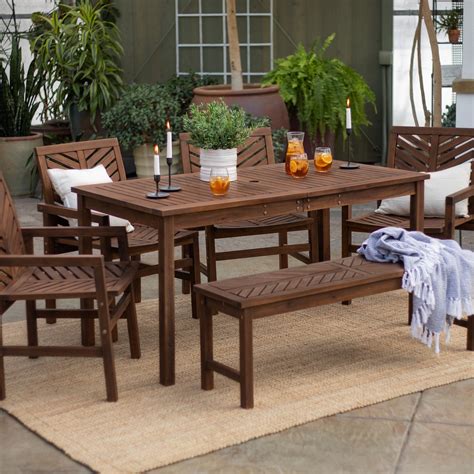 Manor Park 6-Piece Chevron Outdoor Patio Dining Set - Dark Brown ...