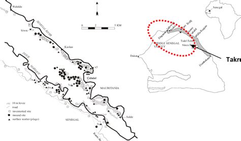 -Estimated location of the Kingdom of Takrur. The map on the left show ...