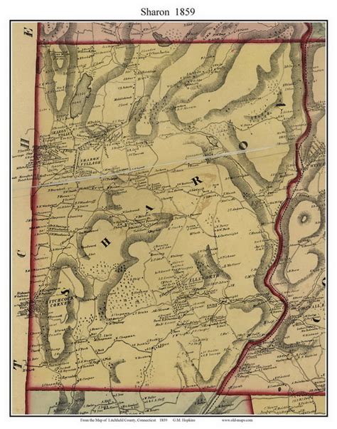 Sharon, Connecticut 1859 Litchfield Co. - Old Map Custom Print - OLD MAPS