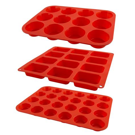 Zenware Circular and Rectangular Non Stick Silicone Baking Mold Tray 3 ...