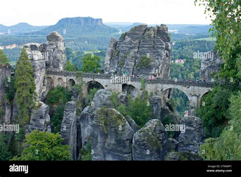 Bastei Bridge near Rathen, Saxon Switzerland, Saxony, Germany Stock ...