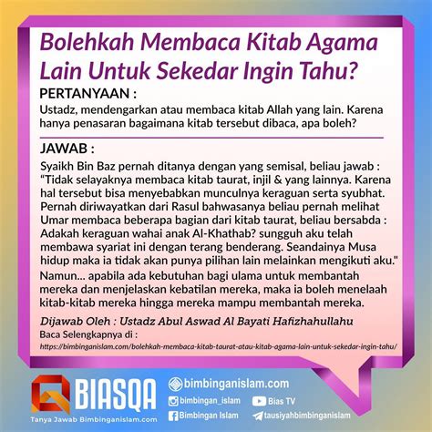 Bolehkah Membaca Kitab Taurat atau Kitab Agama Lain Untuk Sekedar Ingin Tahu⁣ - BimbinganIslam.com