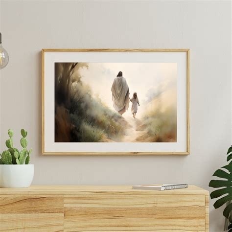 Follow Me Jesus Landscape Print, Jesus Walking Art, Bible Art ...