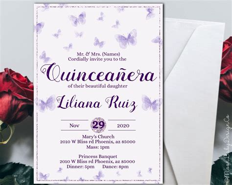 purple quinceanera invitations Quinceanera lilac lavender purple gold white invitation | Friend ...