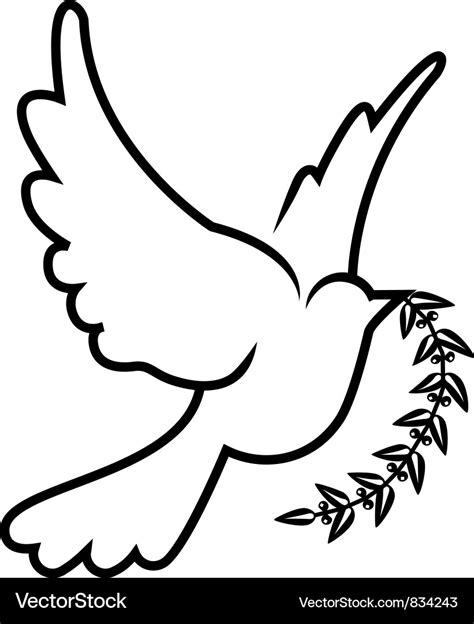 Symbol of dove olive branch Royalty Free Vector Image