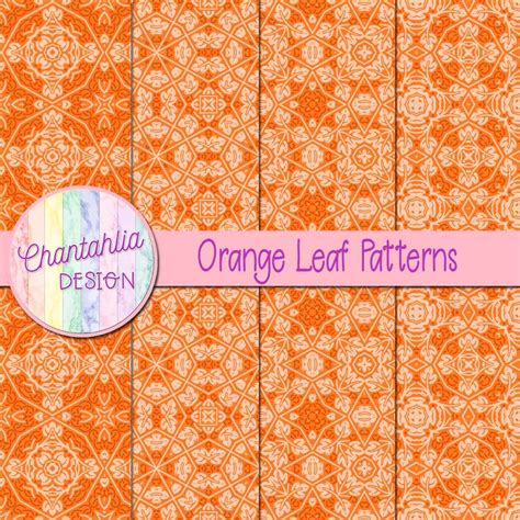 Free Digital Papers featuring Orange Leaf Patterns Designs