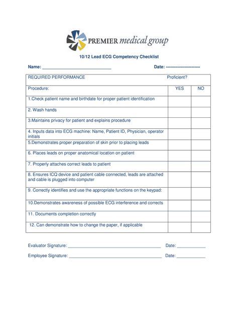 Ecg Competency Checklist - Fill Online, Printable, Fillable, Blank | pdfFiller