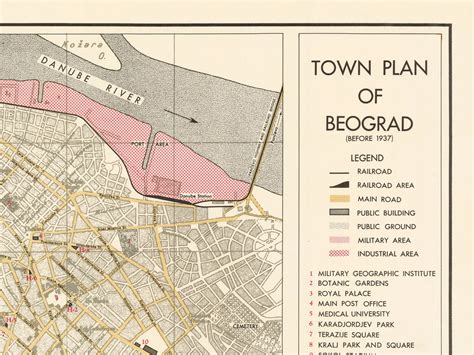 Vintage Map of Belgrade Old Belgrade Map Belgrade Print - Etsy