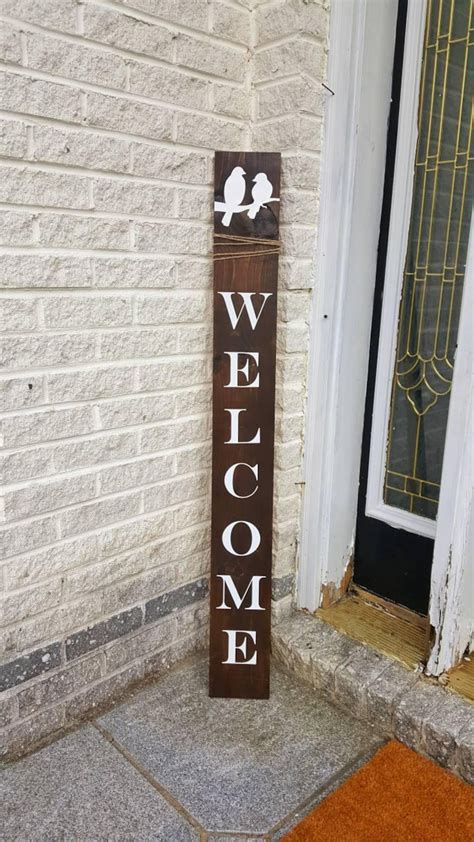 Front Porch Vertical Welcome Sign Rustic Wooden Outdoor | Etsy