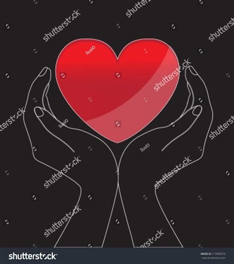 Silhouettes Two Hands Holding Heart On Stock Vector (Royalty Free ...