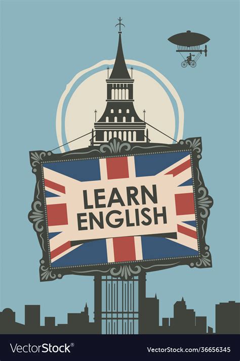 Banner for learn english with big ben Royalty Free Vector