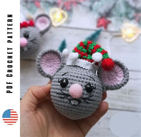 Crochet Mouse ball pattern, amigurumi Christmas ornament - Inspire Uplift