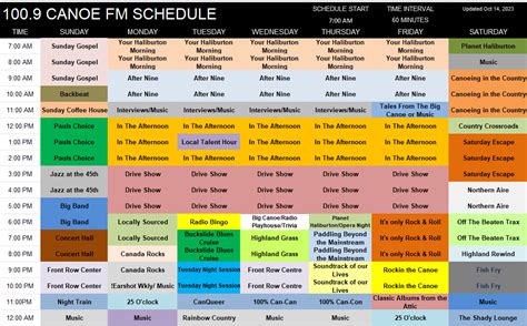 Schedule – Canoe FM