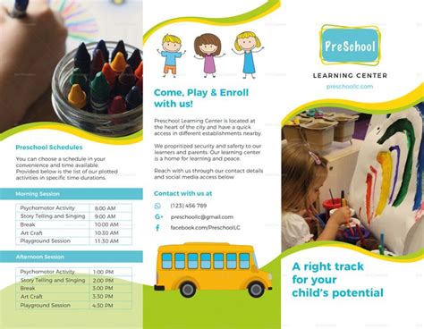 Pre School Brochure Template | School brochure, Free brochure template ...