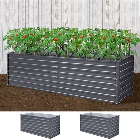 Greenfingers Galvanised Steel Raised Garden Bed Instant Planter 160 x 80 x 77cm Aluminium X2