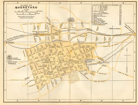 Plano de SANTIAGO DE QUERETARO, Mexico. Mapa de la ciudad. City/town plan 1935