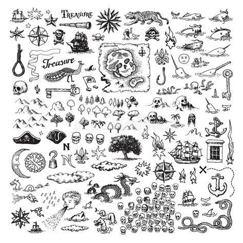 Pirate map elements stock illustration | Fantasy map making, Pirate ...