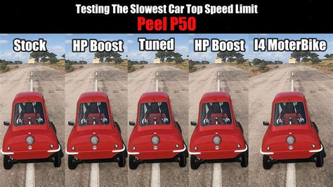 Pushing Peel P50 To Maximum || Slowest Car Top Speed Test || Stock/Tuned/HpBoost/I4 MoterBike ...