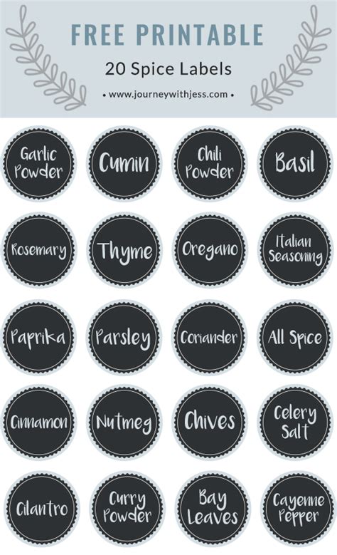 FREE PRINTABLE - 20 Spice Labels for Pantry Organization — Journey With ...