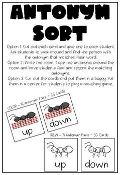 Antonyms by Julianne Elson | TPT