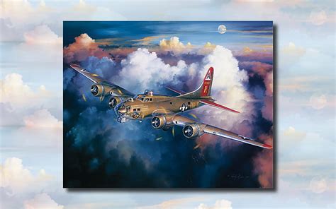 B-17 Bomber WWII 2, art, airplane, green, painting, wide screen, b 17, bomber, HD wallpaper | Peakpx