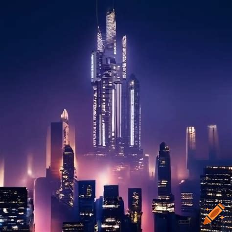 Night view of futuristic buildings in india city on Craiyon