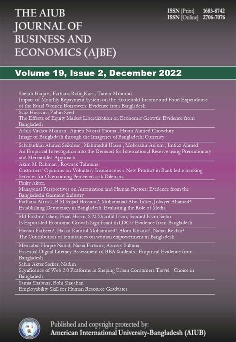 Vol. 19 No. 2 (2022): AIUB Journal of Business and Economics [AJBE ...